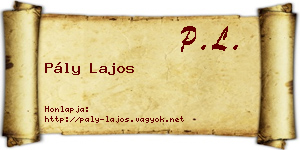 Pály Lajos névjegykártya